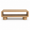 Table basse Japandi chêne naturel avec niche ouverte 110x60x40 cm