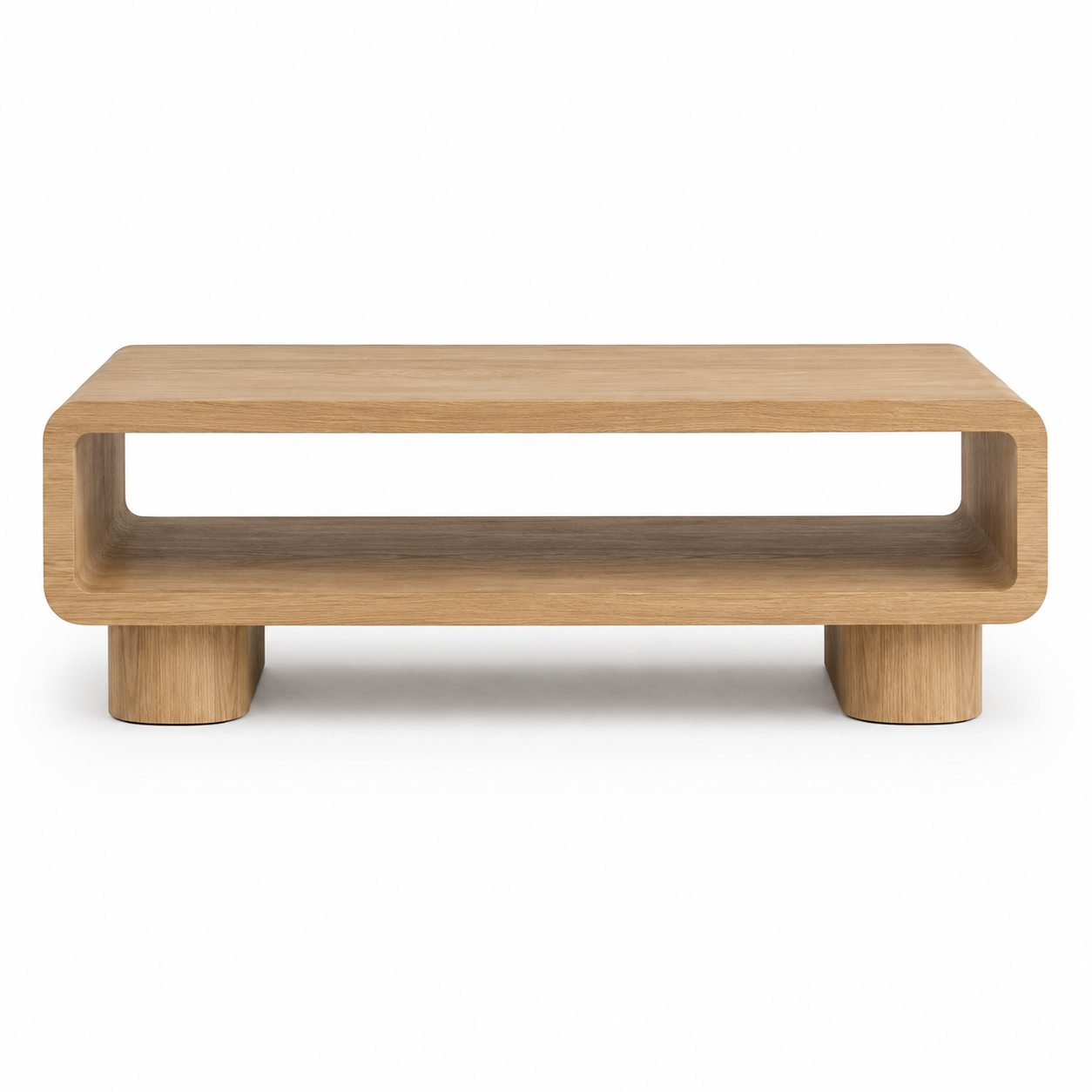 Table basse Japandi chêne naturel avec niche ouverte 110x60x40 cm