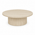 Table basse ronde scandinave beige sable effet travertin 80x80x38 cm