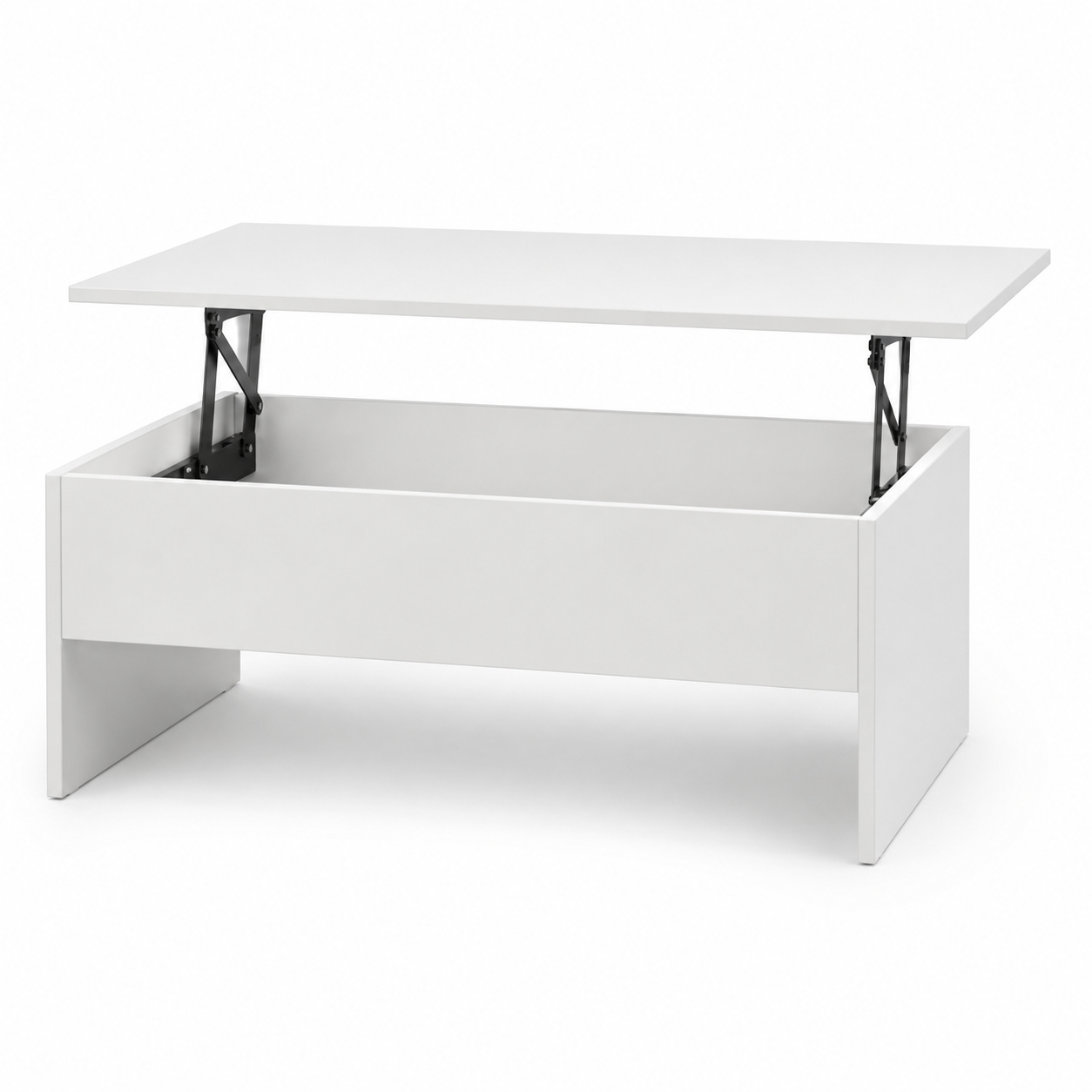 Table basse minimaliste blanche avec plateau relevable 100x55x45 cm