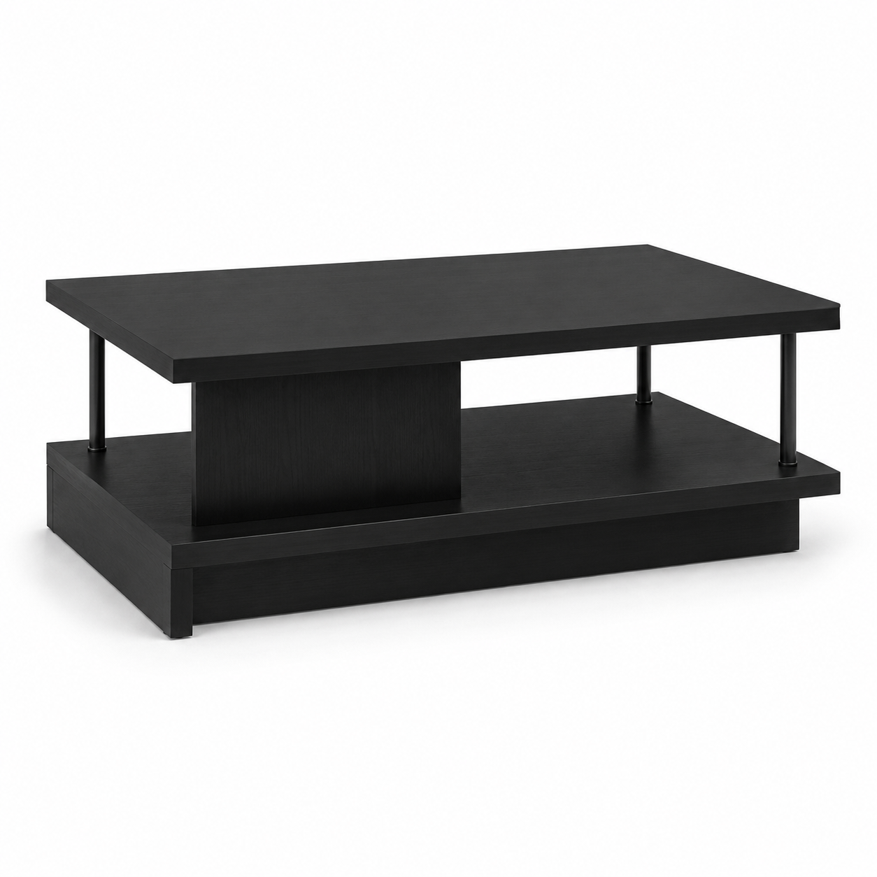 Table basse moderne noire avec double plateau 100x60x38 cm