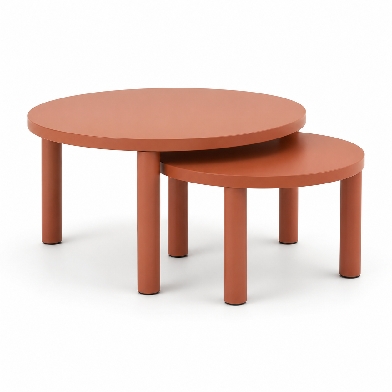 Tables basses gigognes terracotta lot de deux 70x70x42 cm