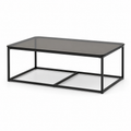 Table basse contemporaine verre fumé et acier noir 110x60x42 cm
