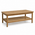 Table basse bohème rotin naturel avec tablette 95x55x42 cm