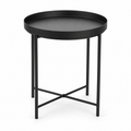 Bout de canapé rond noir mat avec plateau amovible 45x45x50 cm