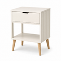 Bout de canapé scandinave blanc cassé avec tiroir 45x35x55 cm