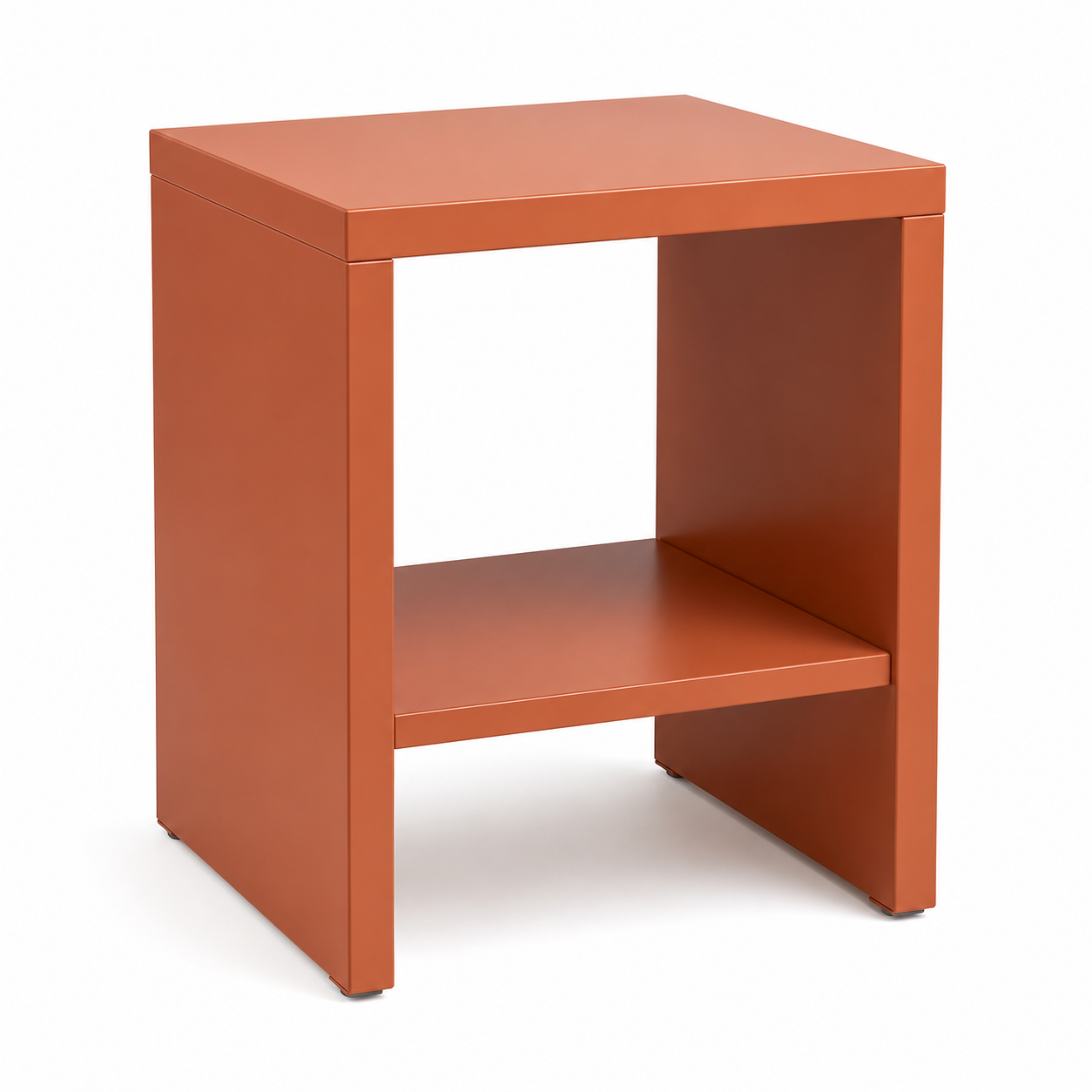 Bout de canapé terracotta avec étagère basse 45x40x52 cm