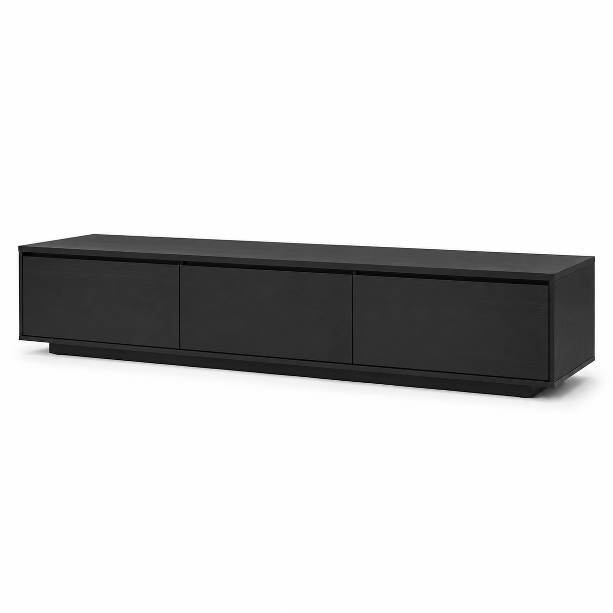 Meuble TV moderne noir mat avec trois portes 180x42x50 cm