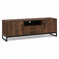 Meuble TV noyer foncé et métal noir 160x40x52 cm