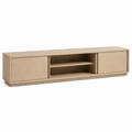Meuble TV bas beige sable à portes coulissantes 180x40x45 cm