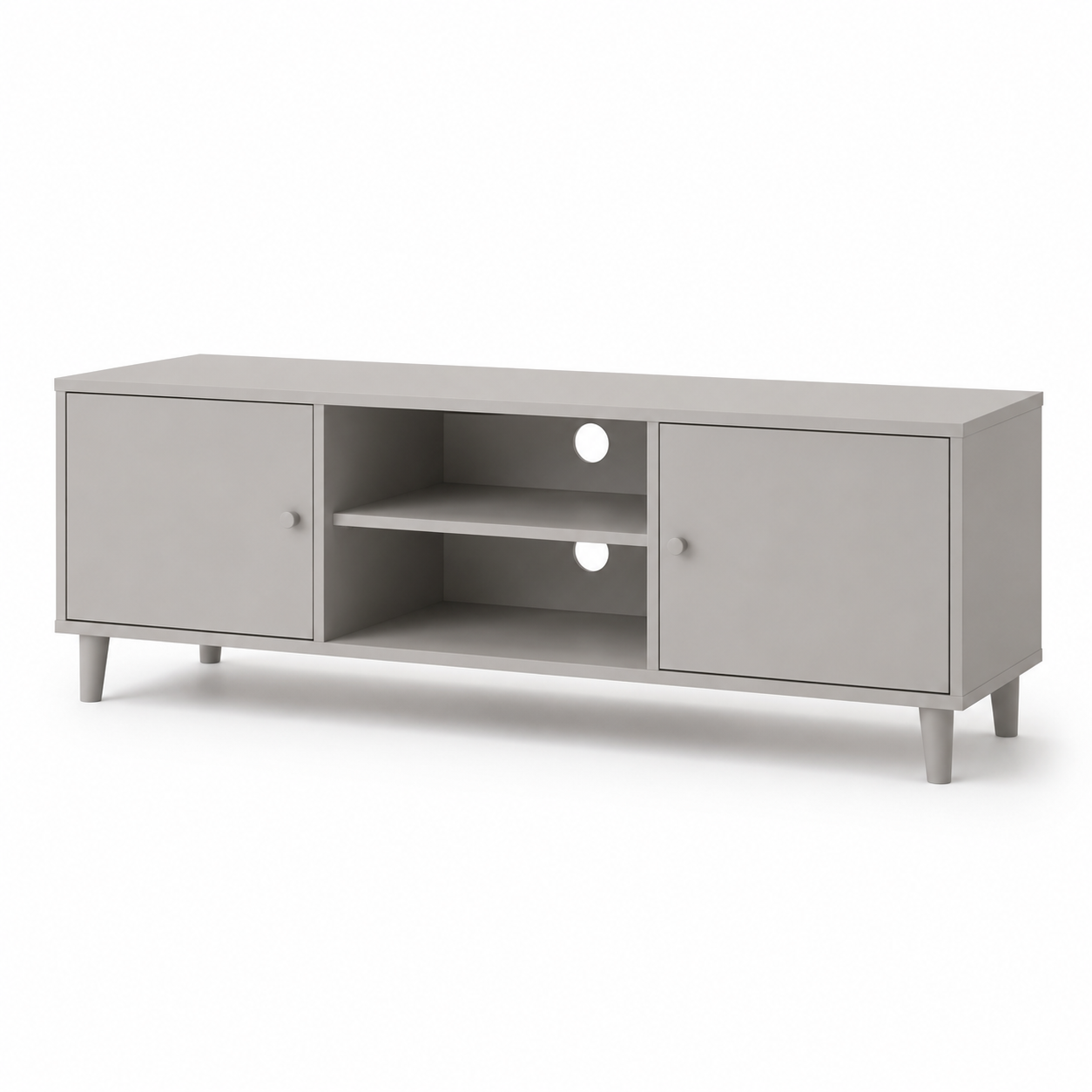 Meuble TV minimaliste gris perle avec passe-câbles 120x38x45 cm