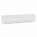 Meuble TV contemporain blanc mat sur pieds fins 200x42x50 cm