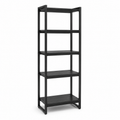 Bibliothèque étroite noire style industriel 60x35x180 cm
