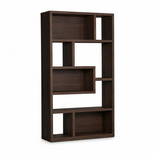 Bibliothèque asymétrique noyer foncé 100x30x175 cm