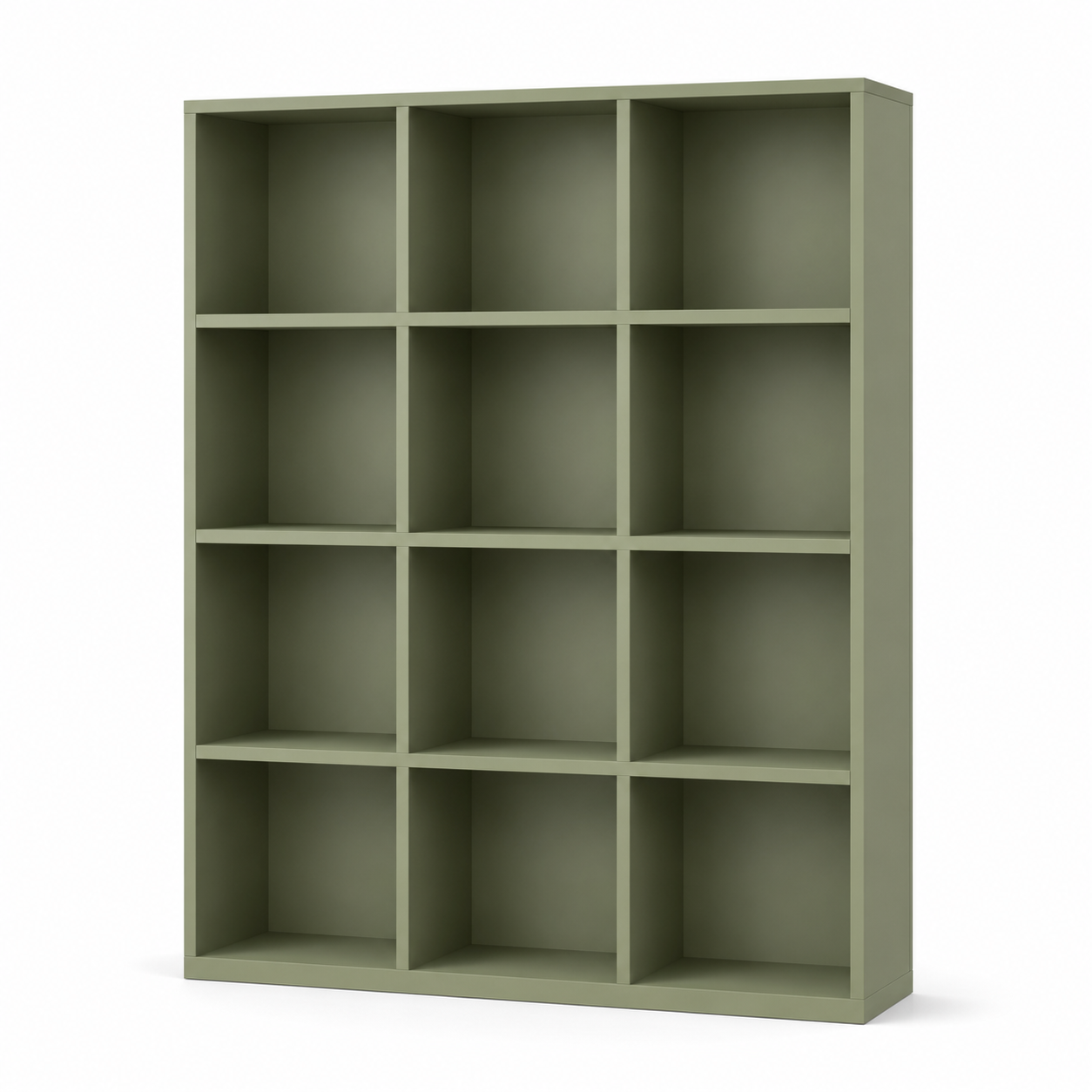 Bibliothèque modulaire vert sauge à cases ouvertes 120x30x160 cm