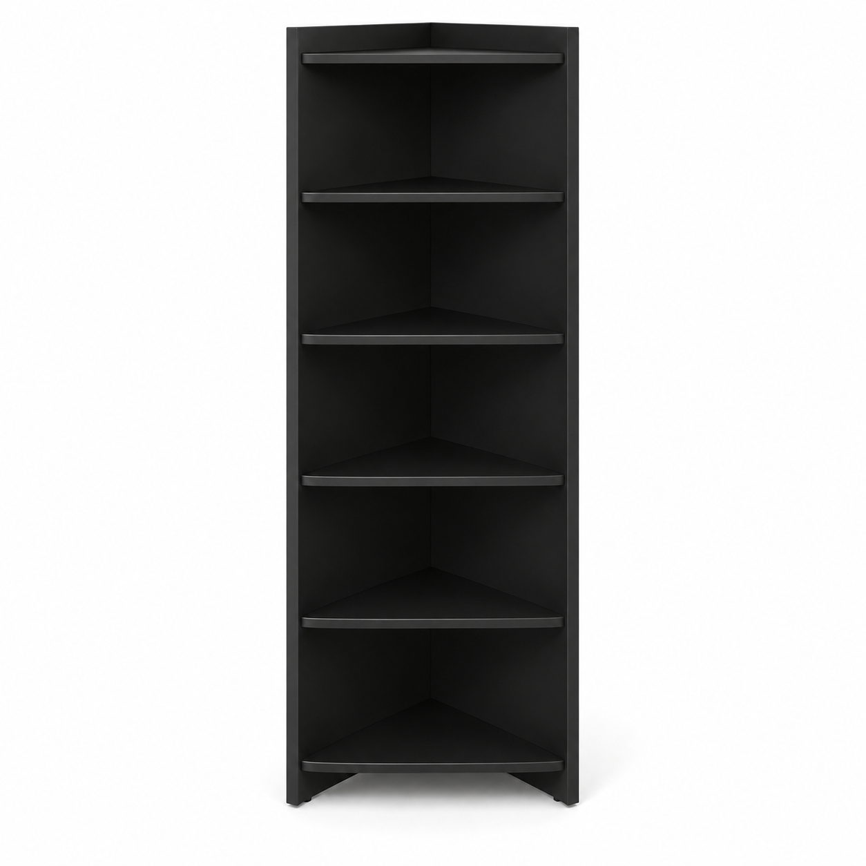 Bibliothèque de coin noire à six niveaux 75x75x180 cm