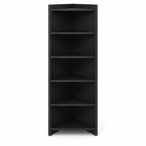 Bibliothèque de coin noire à six niveaux 75x75x180 cm