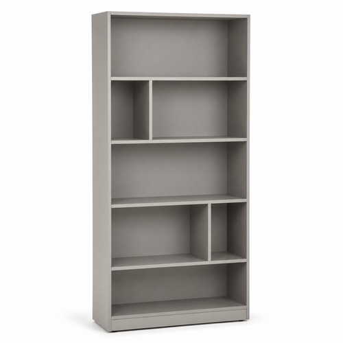 Bibliothèque contemporaine gris perle à six cases 90x35x190 cm