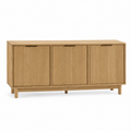 Buffet Japandi chêne naturel à trois portes rainurées 150x42x80 cm