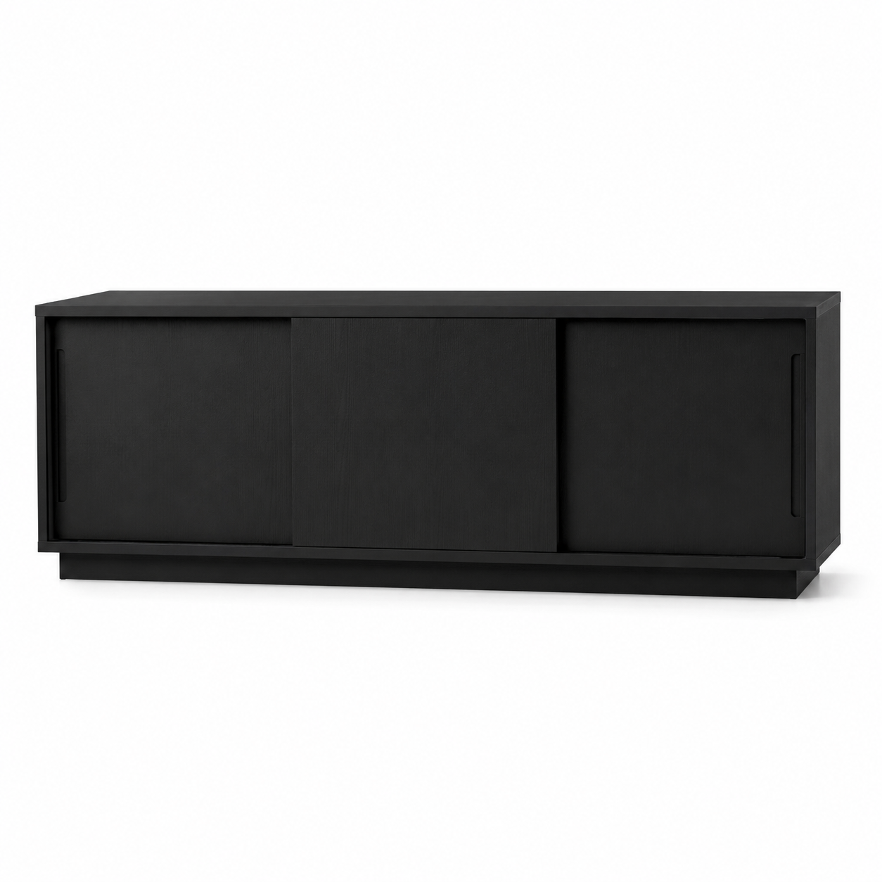 Buffet bas noir mat à portes coulissantes 180x42x75 cm