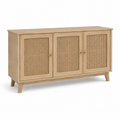 Buffet beige sable avec façades cannage 140x40x82 cm
