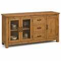 Buffet chêne miel avec portes vitrées 150x40x90 cm