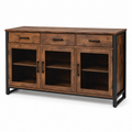 Buffet industriel bois brun et acier noir 160x42x85 cm