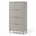 Buffet haut gris perle à portes rainurées 100x40x140 cm