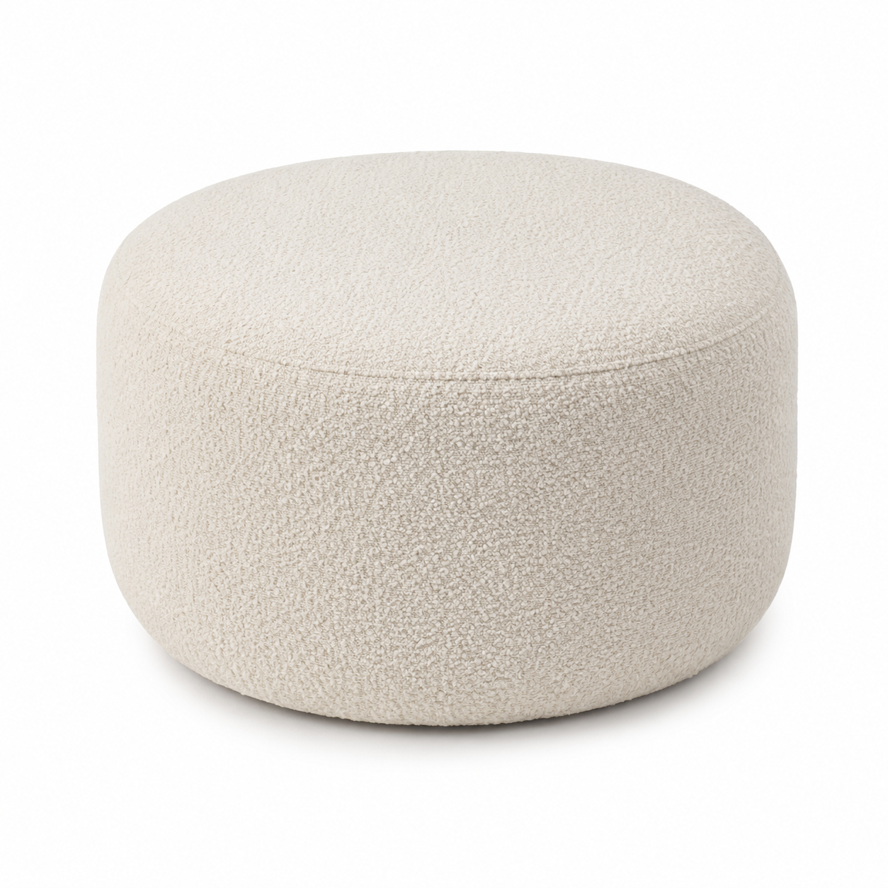 Pouf rond bouclette écrue style scandinave 60x60x42 cm