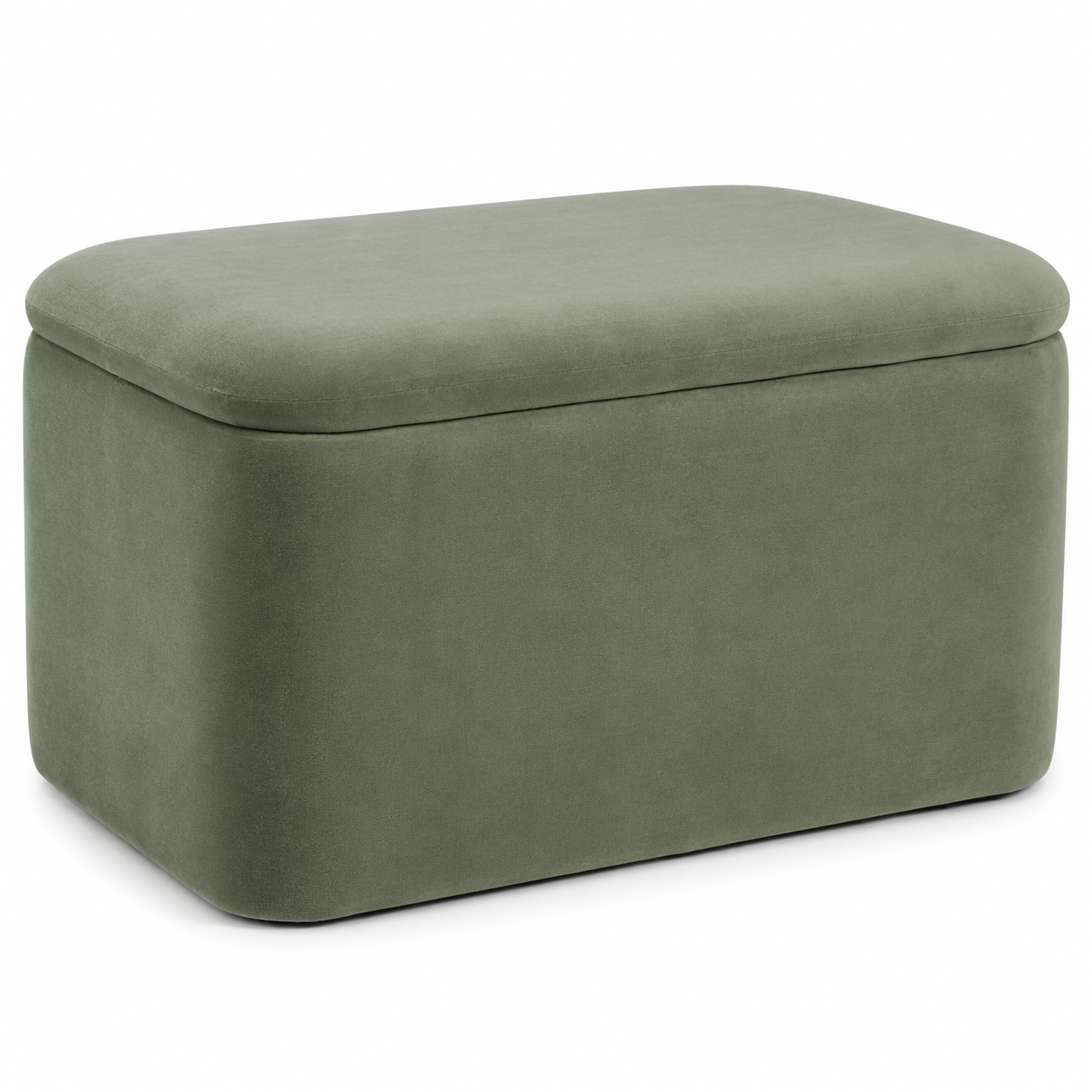 Pouf coffre velours vert sauge avec rangement 65x45x42 cm