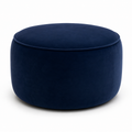 Pouf rond velours bleu nuit finition passepoil 55x55x40 cm