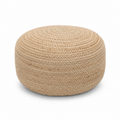 Pouf tressé naturel style bohème 50x50x35 cm