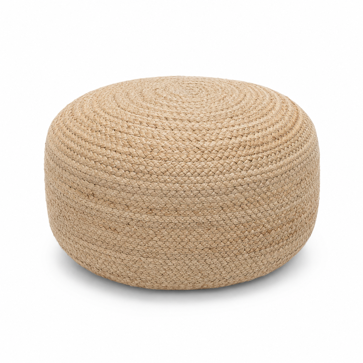 Pouf tressé naturel style bohème 50x50x35 cm