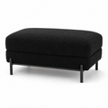 Pouf rectangulaire noir bouclette avec pieds métal 80x45x42 cm