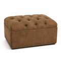 Pouf capitonné brun noisette style vintage 65x50x42 cm